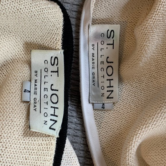 Vintage St. John cream with black trim dress suit, size 4 - Picture 6 of 6